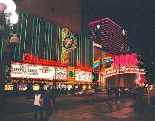 2003 picture of fitzgeralds and downtown reno and arch at night