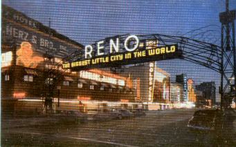 view of the reno arch at night